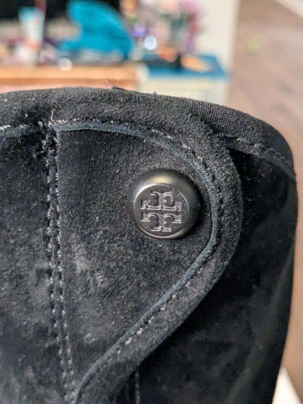 Tory Burch Milburn Convertible Riding Boots Womens 7 Black Leather Suede Knee Hi - Picture 11 of 16